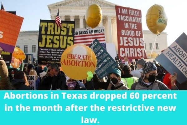 Abortions in Texas dropped 60 percent in the month after the restrictive new law.