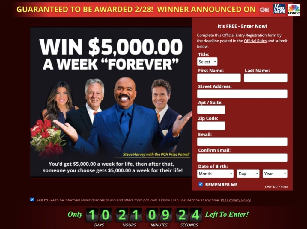How to register to win $5000 a week forever