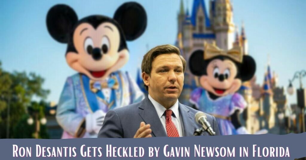 Ron Desantis Gets Heckled by Gavin Newsom in Florida